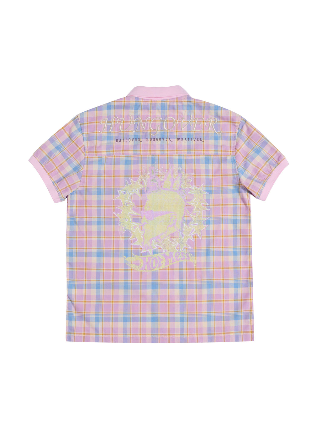 "Dance Floor High" Pink Plaid Embroidered Printed Polo Shirt